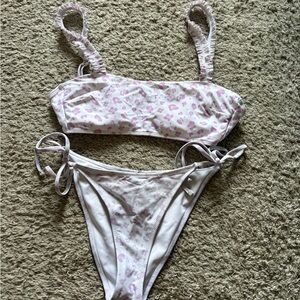 Pink and White Bikini Set